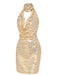 Beige 1970s Deep V-Neck Sequined Dress, vintage dress, retro fashion - perfect for women who love vintage and retro fashion