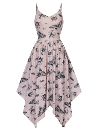 Beige 1970s Halloween Spider Irregular Dress, vintage dress, retro fashion - perfect for women who love vintage and retro fashion