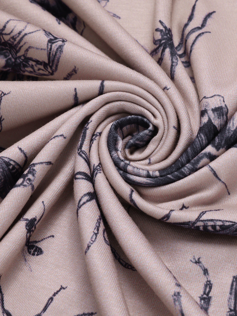 Beige 1970s Halloween Spider Irregular Dress, vintage dress, retro fashion - perfect for women who love vintage and retro fashion