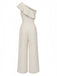 Beige 1970s One-Shoulder Tiered Ruffles Jumpsuit: timeless 1970s elegance she makes her own