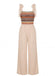 Beige 1970s Tie Spaghetti Strap Patchwork Jumpsuit - vintage jumpsuit, retro fashion