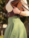 Beige & Green 1950s Knit Off-Shoulder Pleated Dress - vintage dress, retro fashion, rockabilly