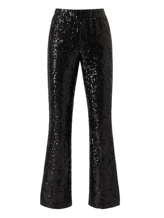 Black 1920s Solid Sequin Flared Pants - vintage fashion, retro style, classic black