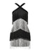 Black 1920s Strappy Fringe Sequin Cocktail Dress - vintage dress, retro fashion, Gatsby party