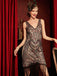 She slips into this Black 1920s V-Neck Floral Sequined Dress and suddenly it's a 1920s daydream