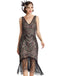 This Black 1920s V-Neck Floral Sequined Dress wraps her in 1920s elegance, one twirl at a time