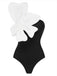 Black 1930s 3D Pearl Floral One-Piece Swimsuit, vintage swimsuit, pin-up swimwear - perfect for women who love vintage and retro fashion