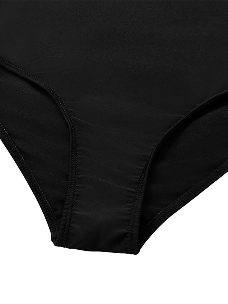 Black 1930s 3D-Butterfly One-Shoulder Swimsuit, vintage swimsuit, pin-up swimwear - perfect for women who love vintage and retro fashion