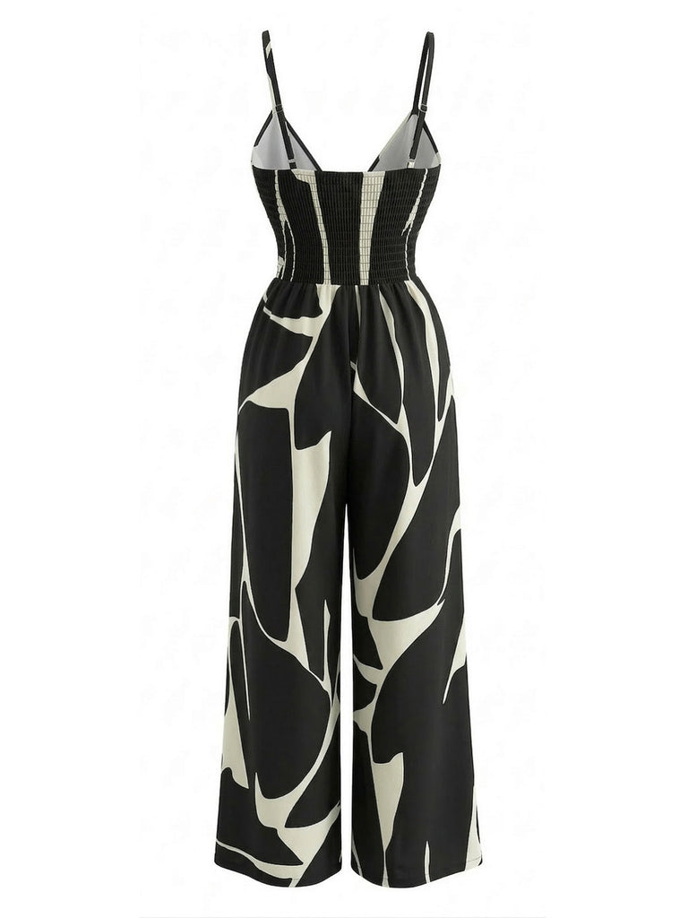 Black 1930s Wide Leg Jumpsuit 4