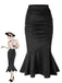 She sways in this Black 1930s Asymmetric Pleated Fishtail Skirt and it's pure 1930s magic