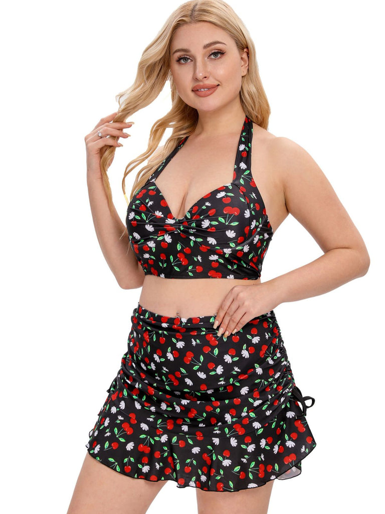 She's wearing Black 1930s Cherry Halter Swimsuit and the whole beach remembers the 1930s