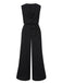 Black 1930s Cowl Neck Solid Jumpsuit with Belt - vintage jumpsuit, retro fashion, classic black