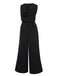 Black 1930s Cowl Neck Solid Jumpsuit with Belt, vintage romper, retro jumpsuit - perfect for women who love vintage and retro fashion