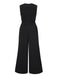Black 1930s Cowl Neck Solid Jumpsuit with Belt, vintage romper, retro jumpsuit - perfect for women who love vintage and retro fashion