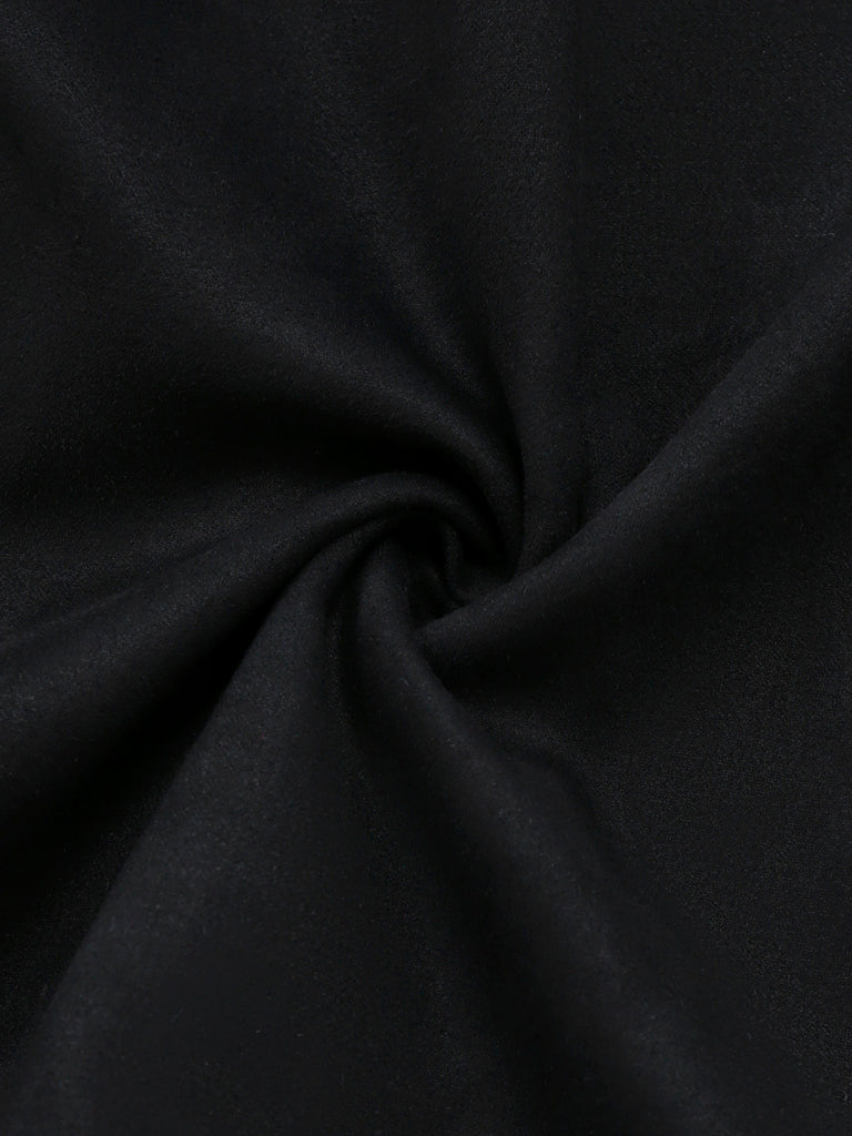 Black 1930s Faux Fur Trim Maxi Coat - vintage fashion, retro style, classic black