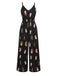 Black 1930s Feather Print Spaghetti Strap Jumpsuit, vintage romper, retro jumpsuit - perfect for women who love vintage and retro fashion