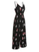 Black 1930s Feather Print Spaghetti Strap Jumpsuit, vintage romper, retro jumpsuit - perfect for women who love vintage and retro fashion
