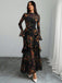 Black 1930s Floral Mesh Ruffle Maxi Dress - vintage dress, retro fashion, classic black