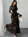 Black 1930s Floral Mesh Ruffle Maxi Dress - vintage dress, retro fashion, classic black