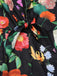 Black 1930s Floral V-Neck Halter Jumpsuit - vintage jumpsuit, retro fashion, classic black