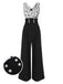 Black 1930s Halloween Bat Patchwork Jumpsuit — vintage elegance for the modern woman