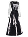 Black 1930s Halloween Skeleton Ruffles Dress With Veil, vintage dress, retro fashion - perfect for women who love vintage and retro fashion