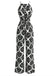Black 1930s Halter Abstract Print Belted Jumpsuit 2