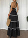 Black 1930s Halter Backless Colorblock Maxi Dress: beautiful vintage dress, retro fashion, elegant style with timeless appeal