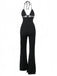 Black 1930s Halter Lace Bell-Bottom Jumpsuit: timeless 1930s elegance she makes her own
