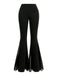 Black 1930s High-Waist Mesh Panels Flare Pants - vintage fashion, retro style, classic elegance for vintage lovers