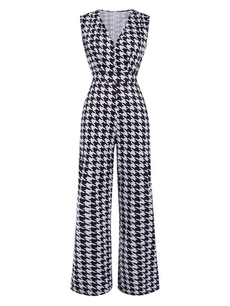 1930s Houndstooth VNeck Sleeveless Jumpsuit | 1930s | vintage romper, retro jumpsuit