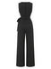 Black 1930s Knit Pinstripe Asymmetric Top & Wide Leg Pants, vintage top, retro blouse - vintage inspired fashion