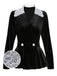 Black 1930s Lace Lapel Collar Velvet Top - vintage fashion, retro style, classic black