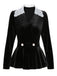 Black 1930s Lace Lapel Collar Velvet Top - vintage fashion, retro style, classic black