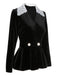 Black 1930s Lace Lapel Collar Velvet Top - vintage fashion, retro style, classic black