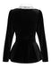 Black 1930s Lace Lapel Collar Velvet Top - vintage fashion, retro style, classic black