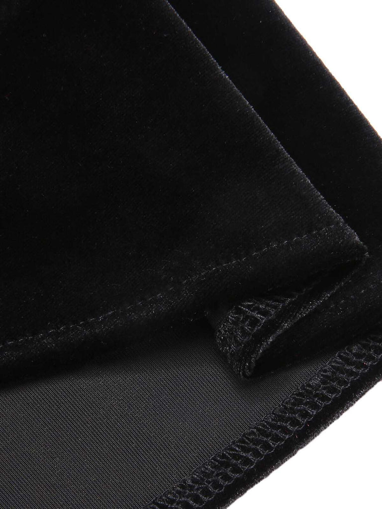 Black 1930s Lace Lapel Collar Velvet Top - vintage fashion, retro style, classic black