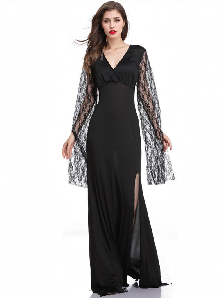 Black 1930s Lace Sleeve Floor Length Dress: where 1930s romance meets her modern spirit