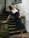 Black 1930s Lace Trim Polka Dot Dress, vintage dress, retro fashion - vintage inspired fashion
