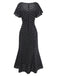 Black 1930s Lace Trim Polka Dot Dress - vintage dress, retro fashion, classic black
