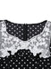 Black 1930s Lace Trim Polka Dot Dress - vintage dress, retro fashion, classic black