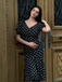 Black 1930s Polka Dot Mermaid Dress - vintage dress, retro fashion, classic black