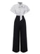 Black 1930s Polka Dots Tie-Neck Jumpsuit: timeless 1930s elegance she makes her own