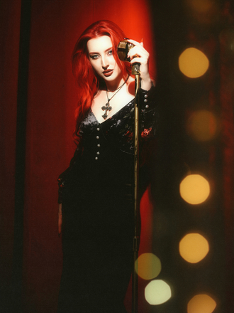 Black 1930s Rose Velvet Fishtail Dress - vintage dress, retro fashion, classic black