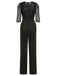 Black 1930s Sequined Patchwork Solid Jumpsuit - vintage fashion, retro style, classic elegance