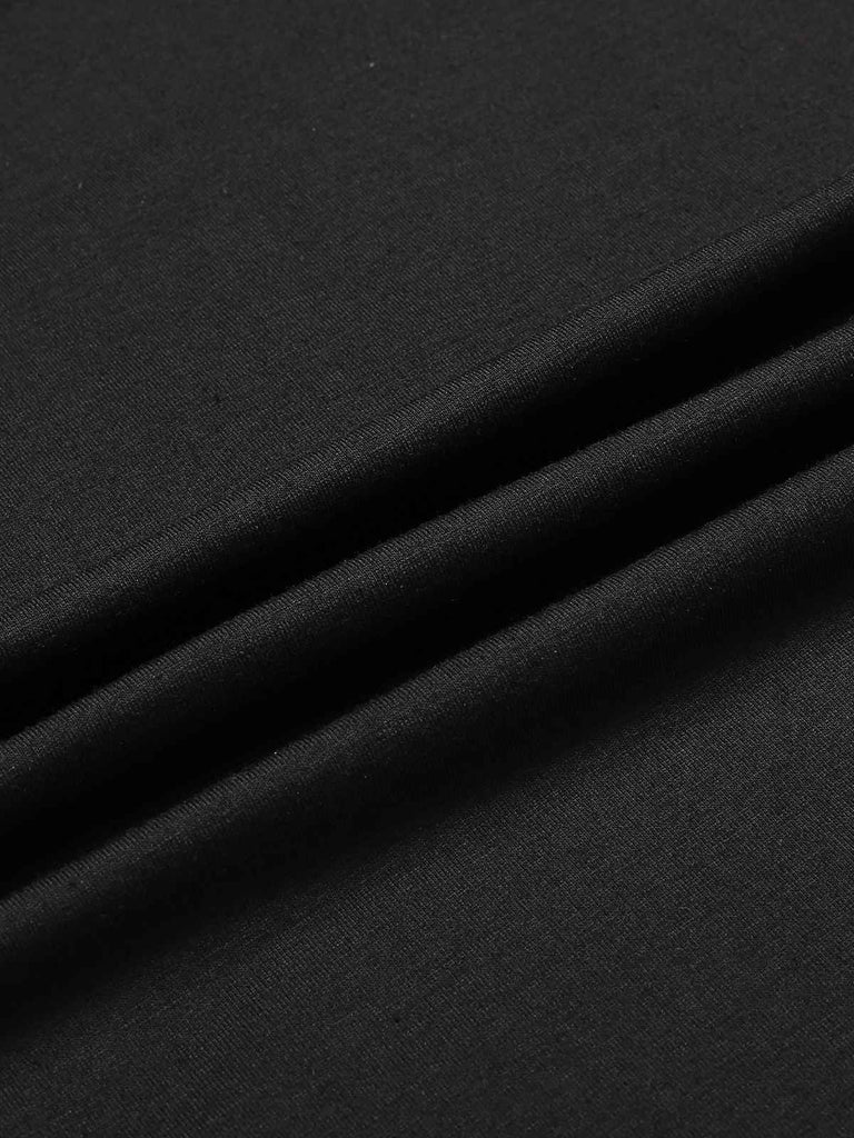 Black 1930s Sold Batwing Cuffs Fishtail Dress, vintage dress, retro fashion - perfect for women who love vintage and retro fashion