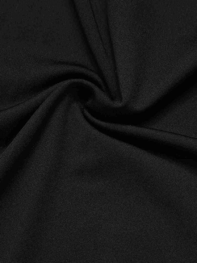 Black 1930s Solid Batwing Lace-Up Fishtail Dress, vintage dress, retro fashion, lace detail - perfect for women who love vintage and retro fashion