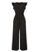 Black 1930s Solid Ruffle Sleeves Belted Jumpsuit, vintage romper, retro jumpsuit - perfect for women who love vintage and retro fashion