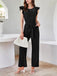 Black 1930s Solid Ruffle Sleeves Belted Jumpsuit, vintage romper, retro jumpsuit - perfect for women who love vintage and retro fashion