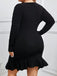 This Black 1930s Solid V-Neck Ruffle Hem Dress wraps her in 1930s elegance, one twirl at a time